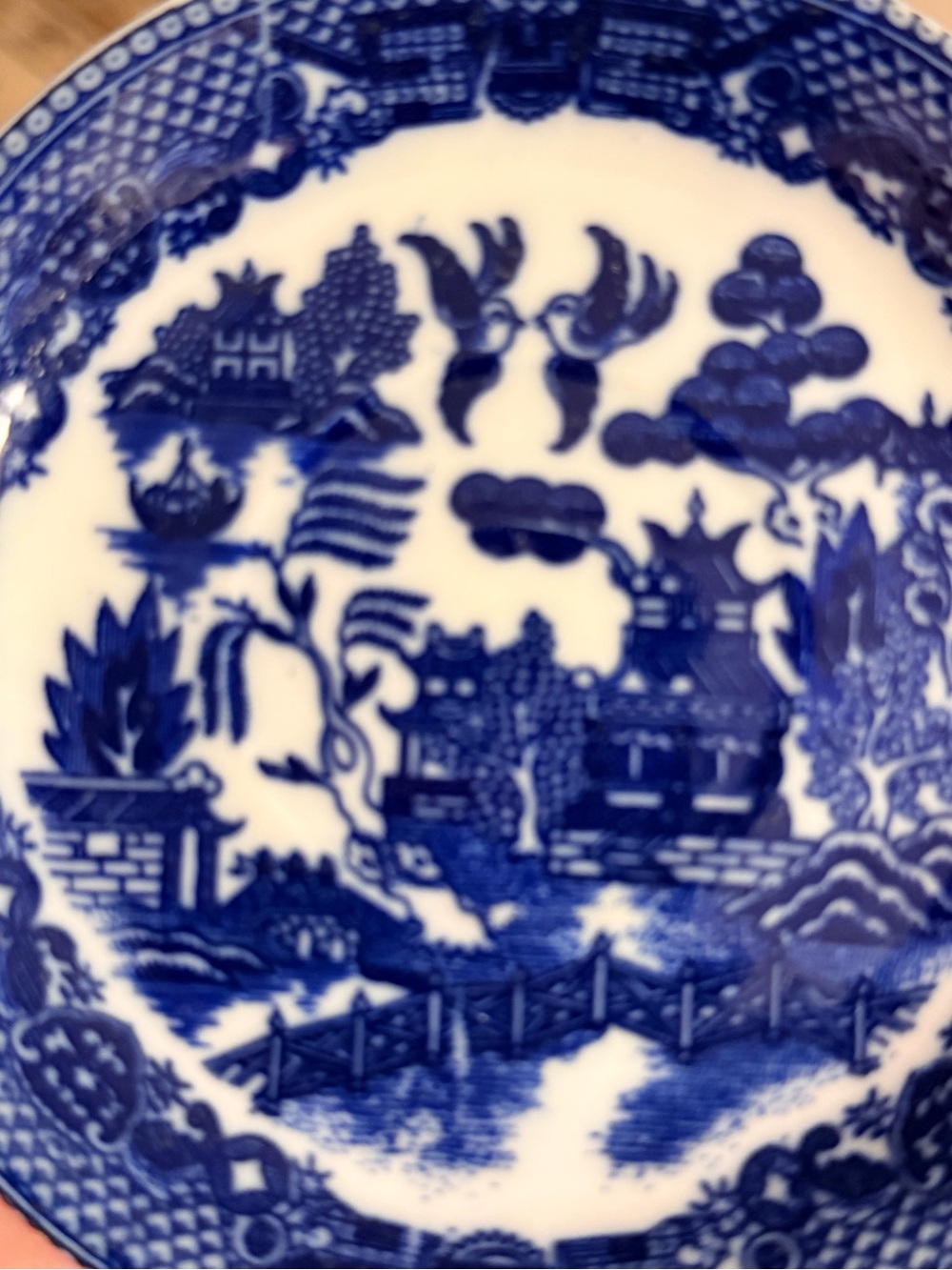 Blue and White Porcelain Decorative Plate - Classic Willow Pattern